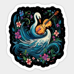 Swan Playing Violin Sticker